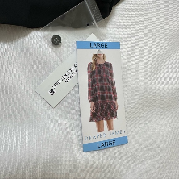 Draper James dress Black Long Sleeve size large tie Neck Flounce Shift Dress NWT - Picture 8 of 10